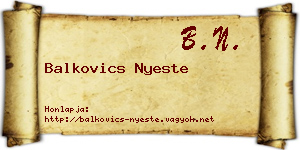 Balkovics Nyeste névjegykártya